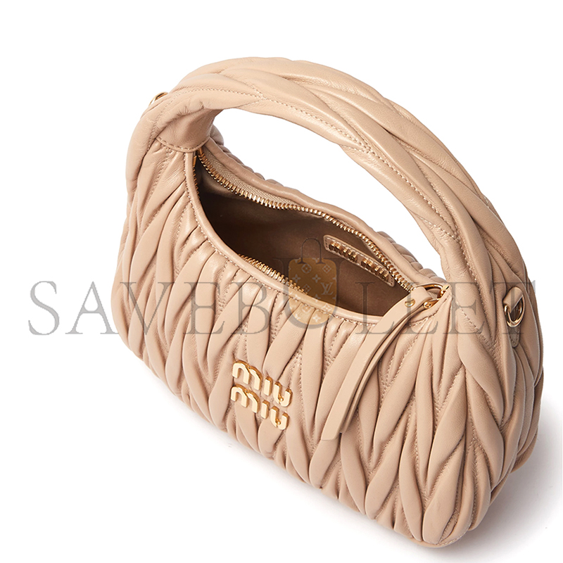 MIU MIU WANDER MATELASSÉ NAPPA LEATHER HOBO MINI BAG 5BC125 (17.5*14*5.5cm)